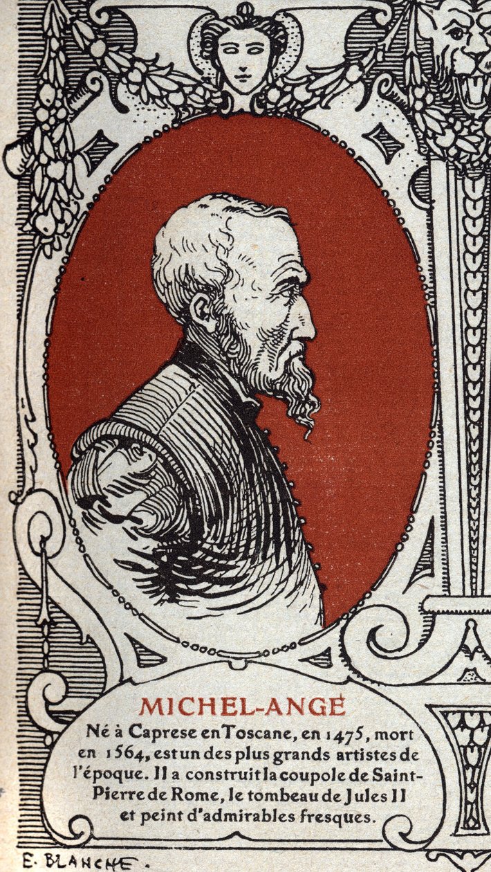 Portrét italského renesančního malíře, Michelangelo Buonarroti dit Michel Ange (Michelangelo nebo Michelangelo od Michelangelo Buonarroti