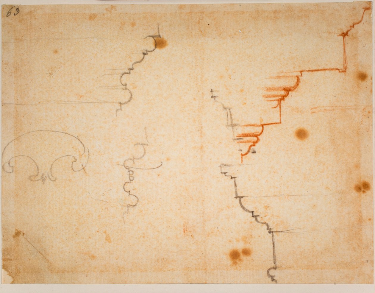 Architektonické profily, 16. století (kresba) od Michelangelo Buonarroti