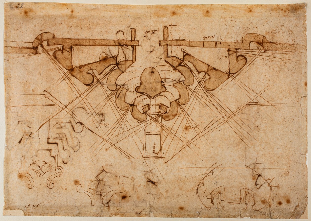 Projekt hradeb pro bránu od Michelangelo Buonarroti