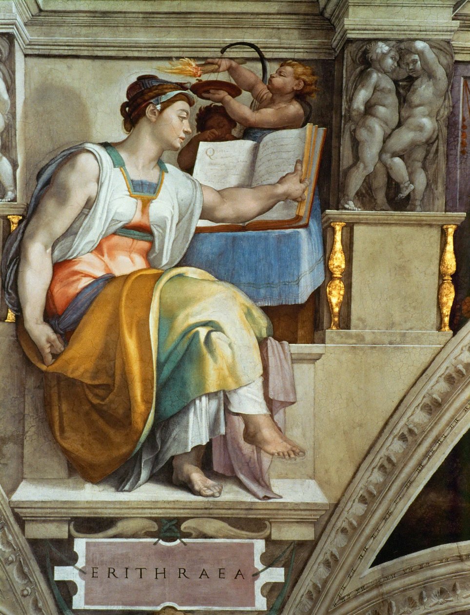 Proroci a Sibyly: Erythraean Sibyl strop Sixtinské kaple ve Vatikánu, 1508-1512. od Michelangelo Buonarroti
