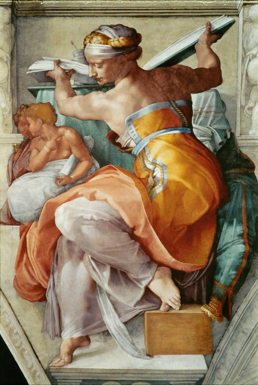Proroci a Sibyly: Strop libyjské Sibyly Sixtinské kaple ve Vatikánu, 1508-1512. od Michelangelo Buonarroti