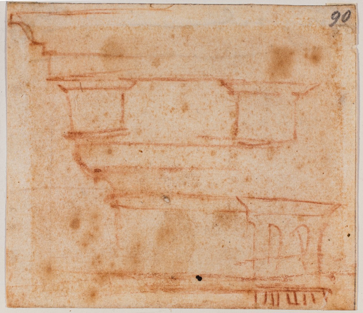 Náčrt entablatury od Michelangelo Buonarroti