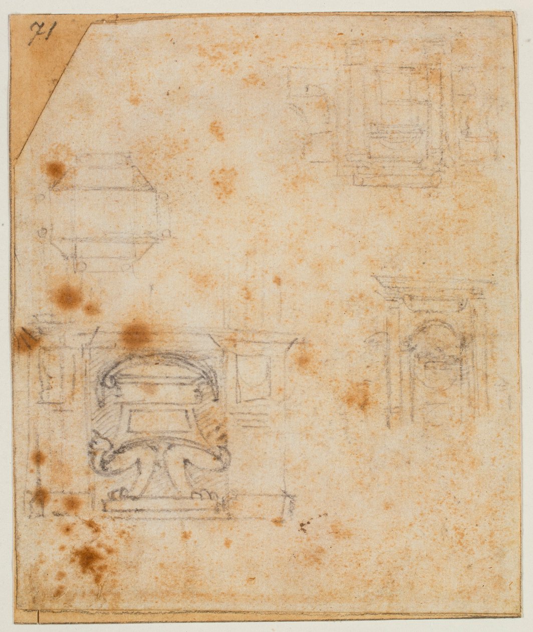 Studie náhrobních památek pro novou sakristii od Michelangelo Buonarroti