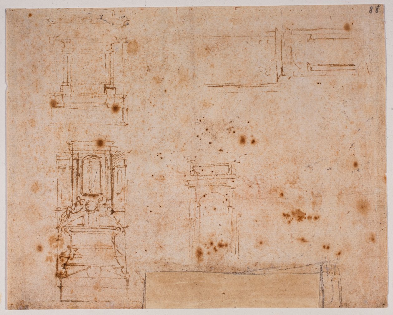 Studie náhrobních památek pro novou sakristii od Michelangelo Buonarroti