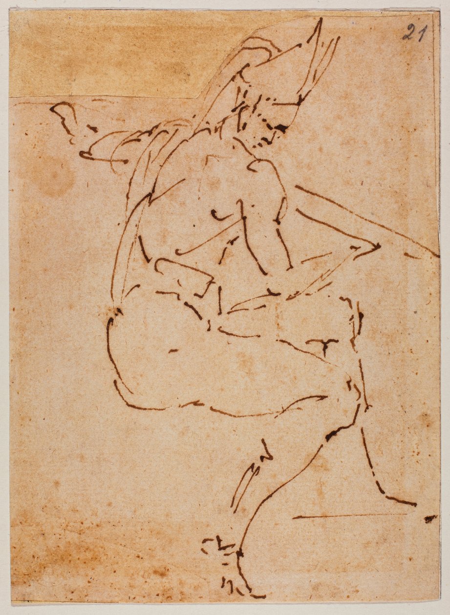 Studie sedící postavy od Michelangelo Buonarroti