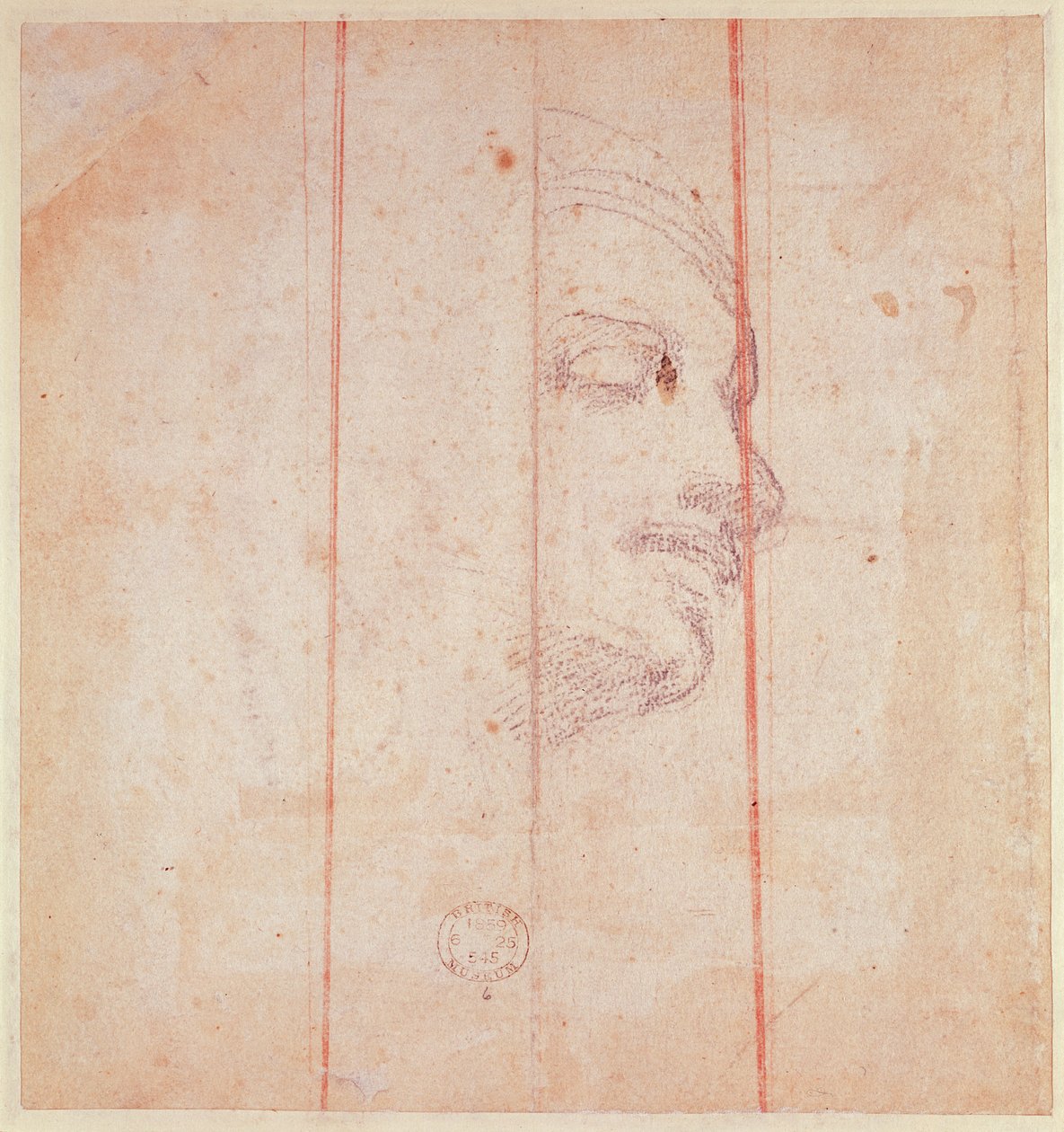 Studie pro hlavu libyjské Sibyly (černá křída na papíře) (verze) od Michelangelo Buonarroti