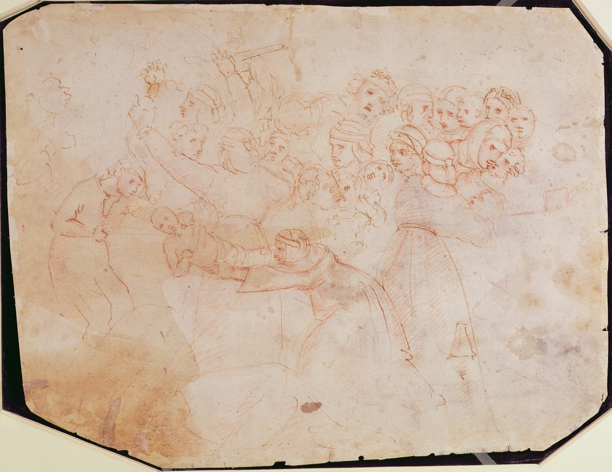 Studie k masakru nevinných (hnědý inkoust na papíře) (recto) (obr. 191770) od Michelangelo Buonarroti