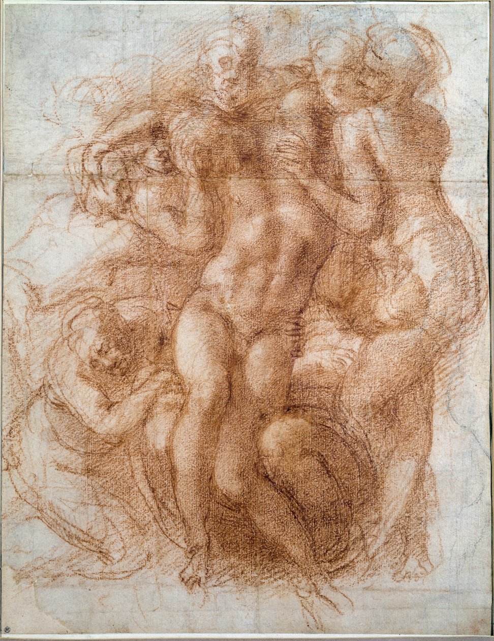Studie k pietnímu uložení Krista (kresba od Michelangelo Buonarroti
