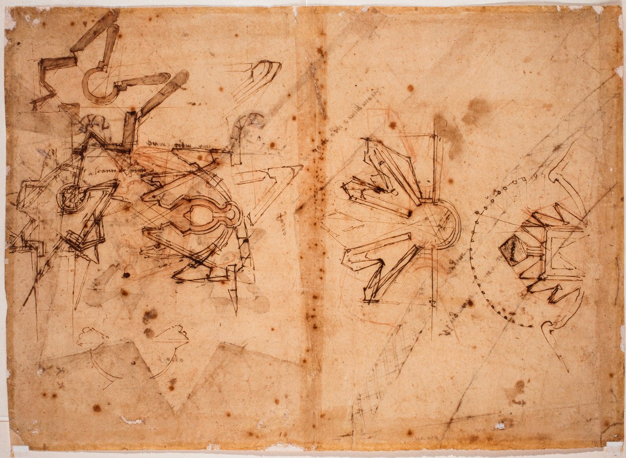 Studie pro opevnění brány na louku Všech svatých od Michelangelo Buonarroti