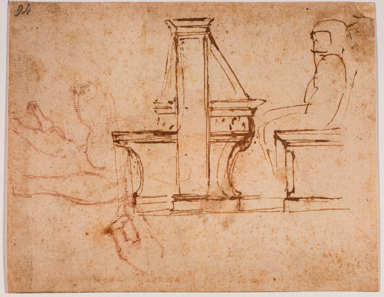 Studie stropu čítárny Laurentinské knihovny od Michelangelo Buonarroti