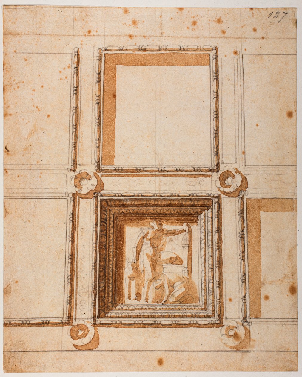 Studie výzdoby kopule nové sakristie od Michelangelo Buonarroti
