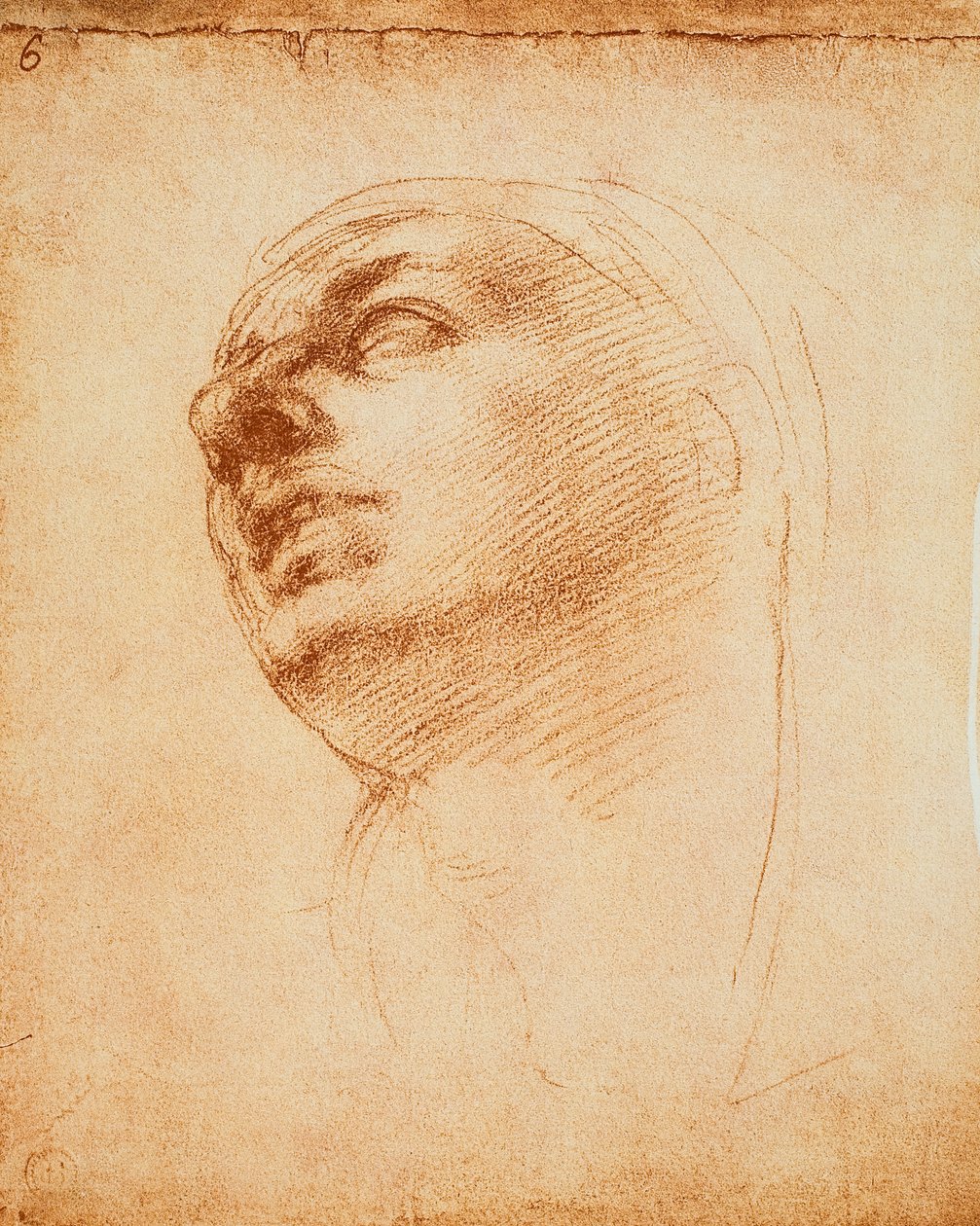 Studie tváře, kresba Michelangelo. Casa Buonarroti, Florencie od Michelangelo Buonarroti