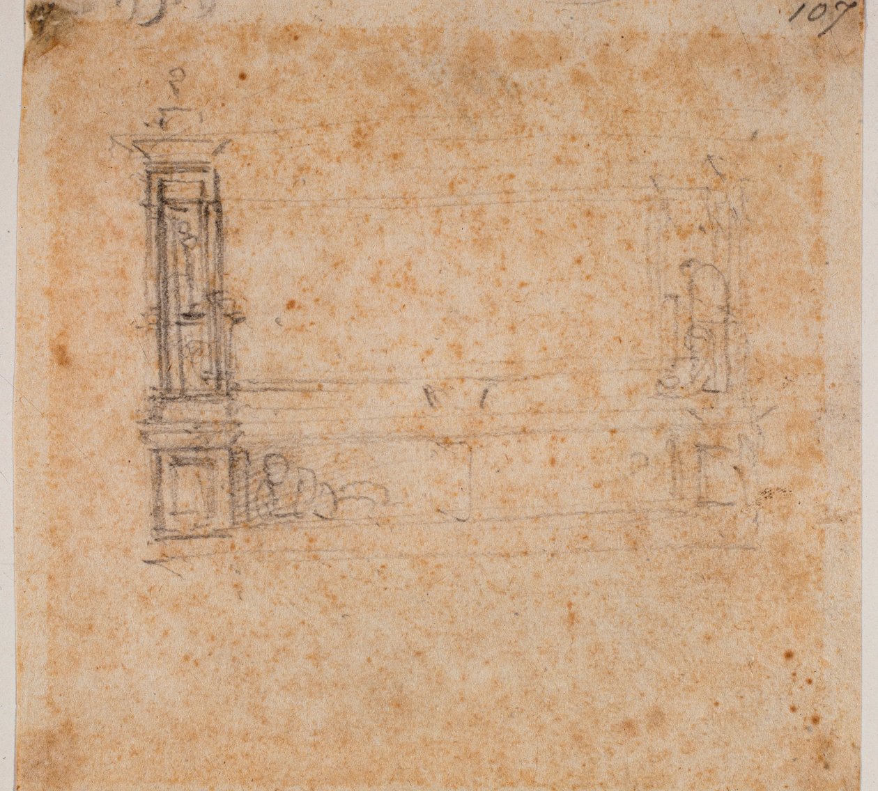 Studie dvojité hrobové stěny pro novou sakristii od Michelangelo Buonarroti