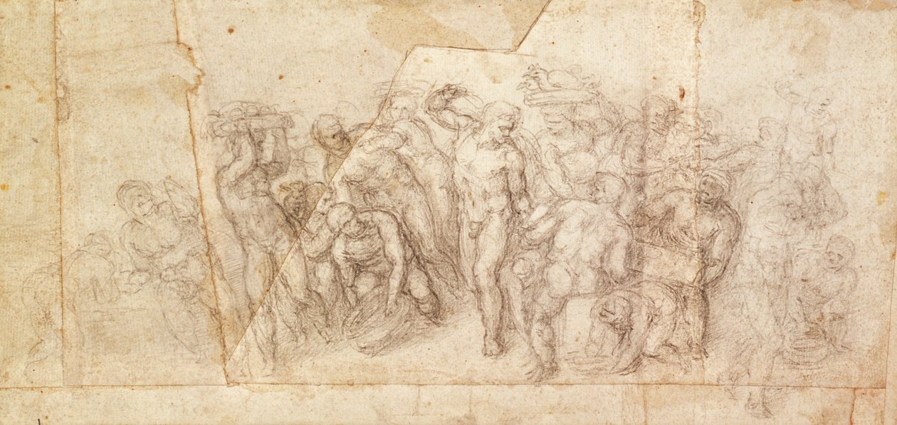 Studie figur pro narativní scénu (uhl na papíře) (recto) od Michelangelo Buonarroti