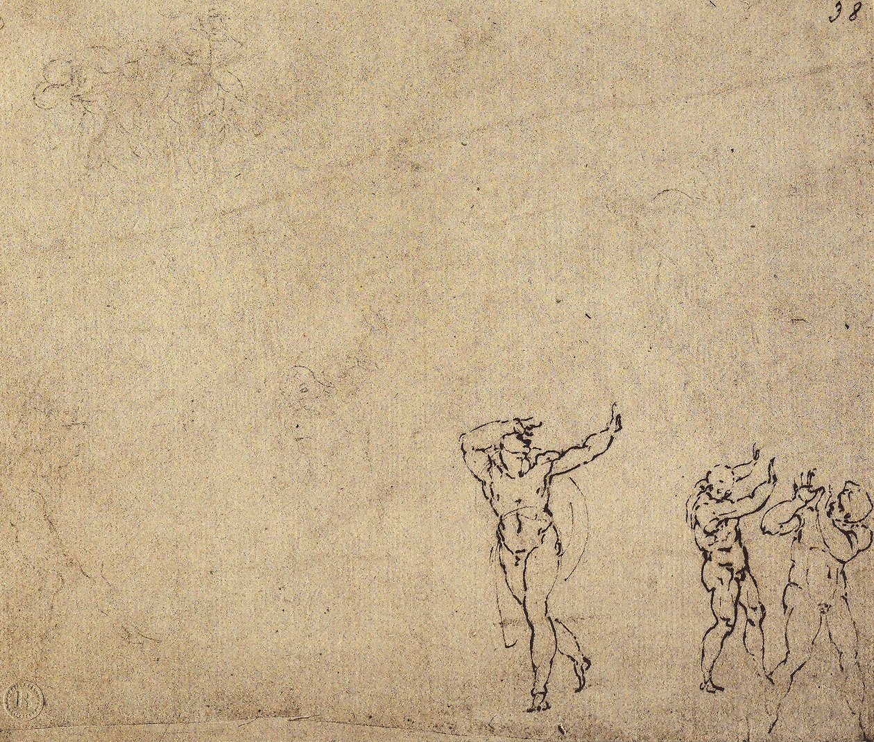 Studie nahých postav: kresba Michelangelo. Casa Buonarroti, Florencie od Michelangelo Buonarroti