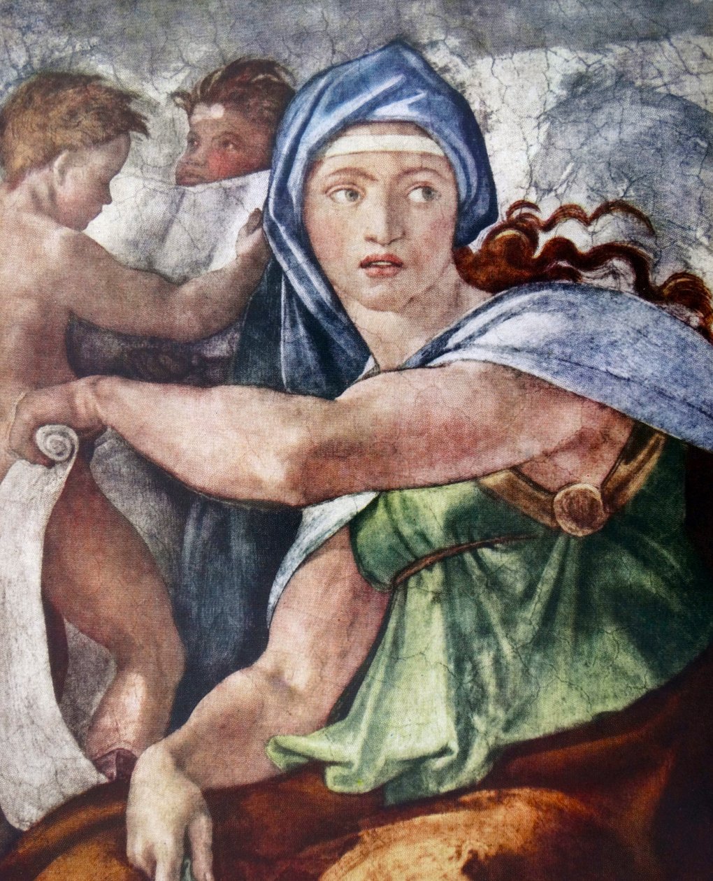 Delfská Sibyla (detail ze Sixtinské kaple, Vatikán, Řím) 1509 od Michelangela (1475-1564). od Michelangelo Buonarroti