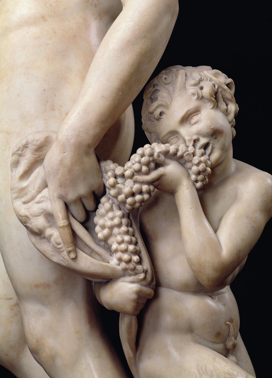 The Drunkenness of Bacchus, detail satyra, 1496-97 mramorový detail z 52672 od Michelangelo Buonarroti