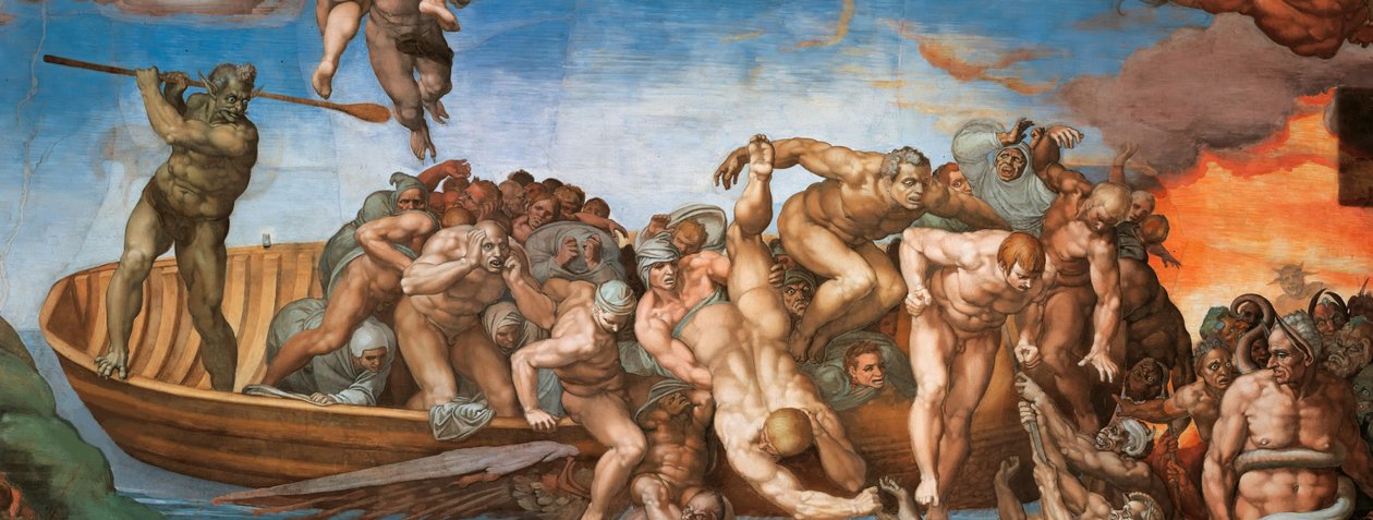 Freska posledního soudu v Sixtinské kapli ve Vatikánu, 1536-1541. od Michelangelo Buonarroti