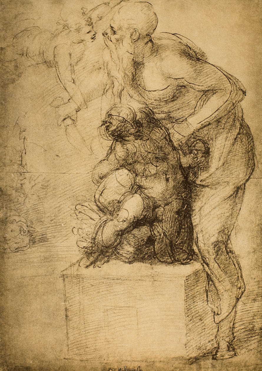 Obětování Izáka; kresba Michelangelo. Casa Buonarroti, Florencie od Michelangelo Buonarroti