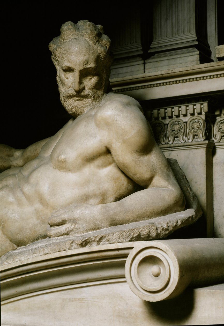 Alegorie Twilight. Hrob Laurenta II Medicejského. Mramorová socha 1531 od Michelangelo Buonarroti