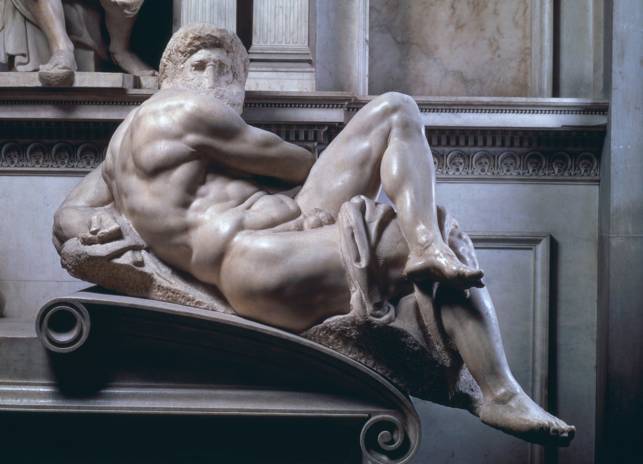 Hrob Giuliano de Medici, detail dne, 1520-33 mramor od Michelangelo Buonarroti