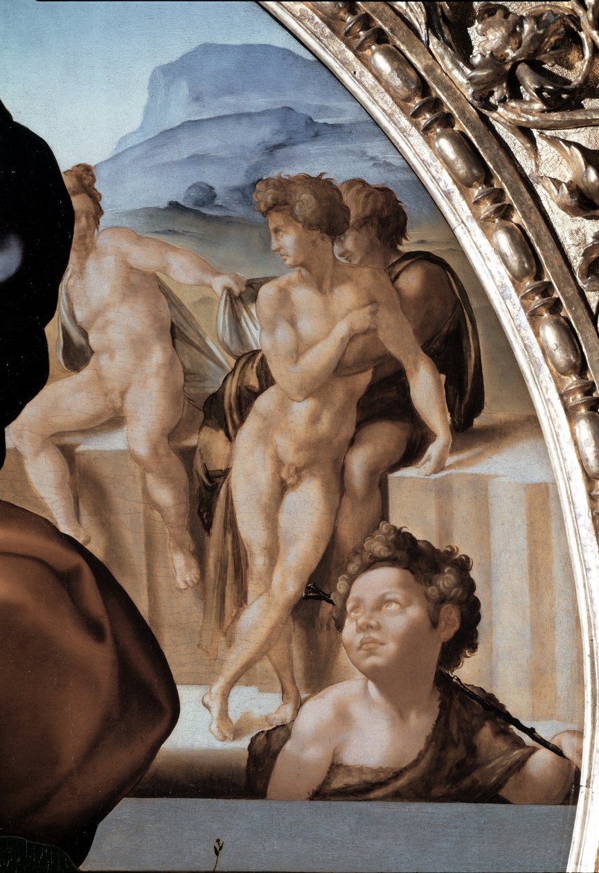 Tondo Doni: Svatá rodina se svatým Janem Křtitelem, detail - 1504-06 (olej na panelu) od Michelangelo Buonarroti