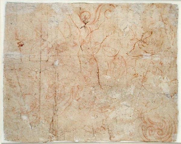 Různé studie, c.1525 (červená křída na papíře) od Michelangelo Buonarroti