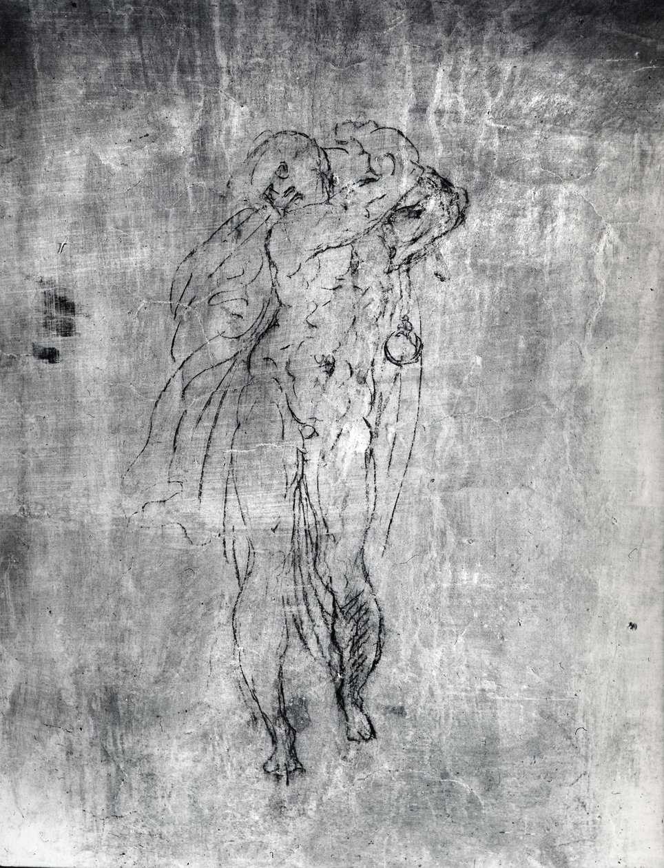 Nástěnná kresba mužské postavy, cca 1530 (uhlem na omítce) od Michelangelo Buonarroti