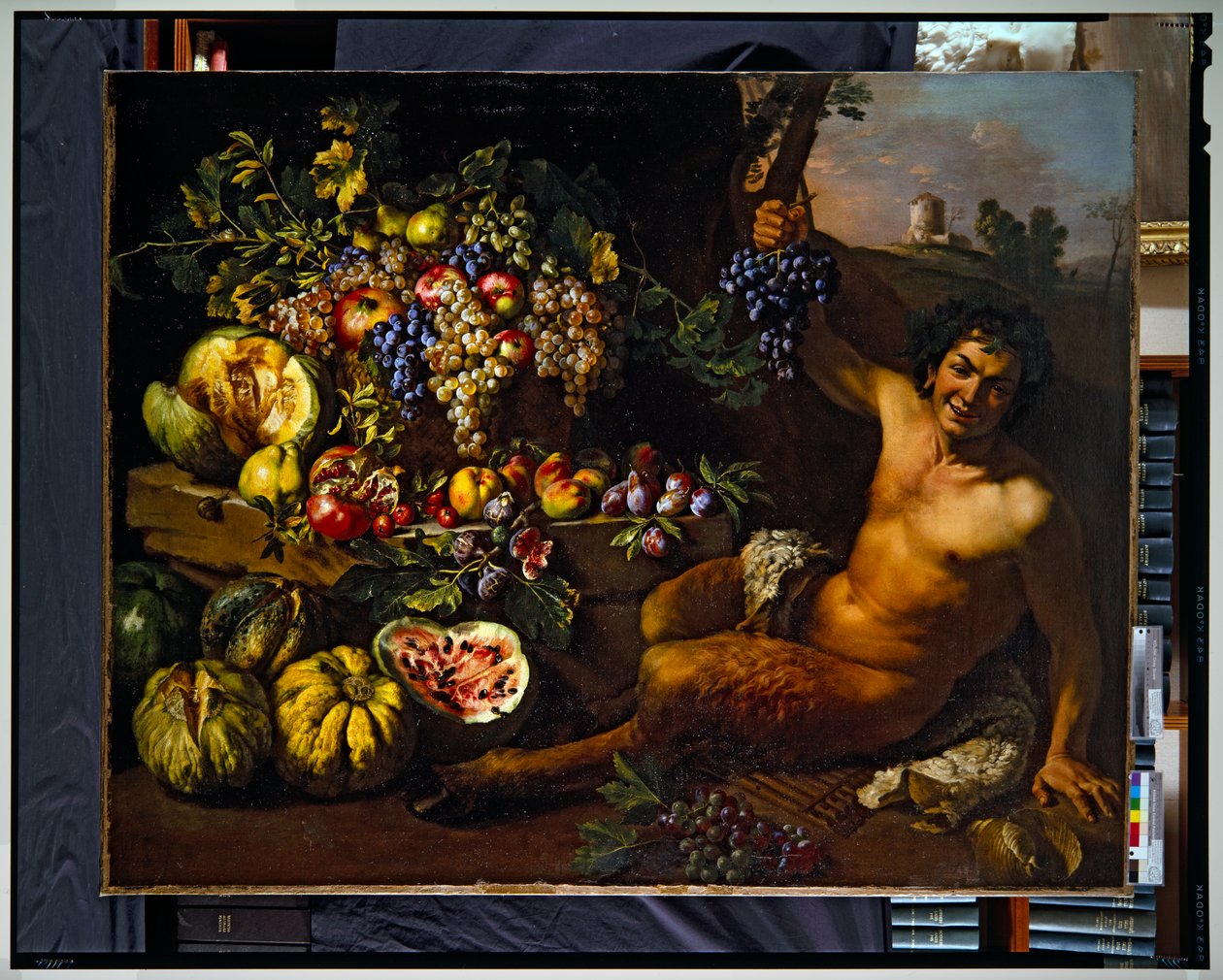 Zátiší se satyrem v krajině (plátno) od Michelangelo Cerquozzi