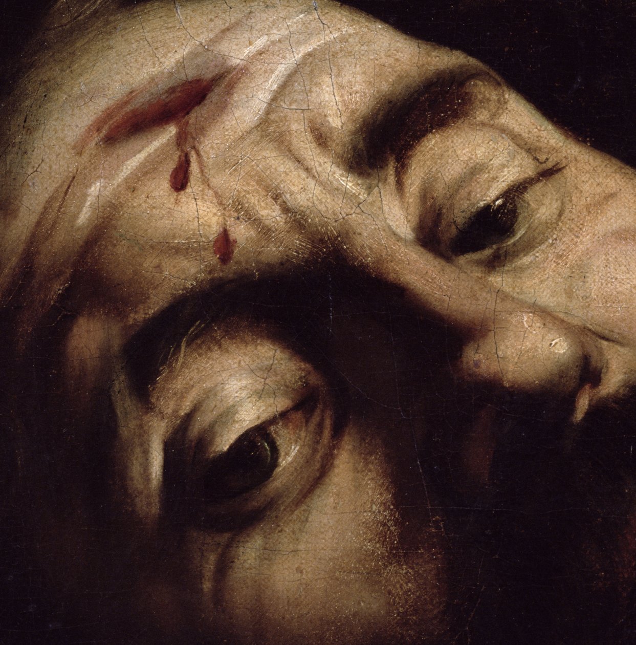 David Vítězný nad Goliášem, cca 1600 (Detail of 38076) od Michelangelo Merisi Caravaggio
