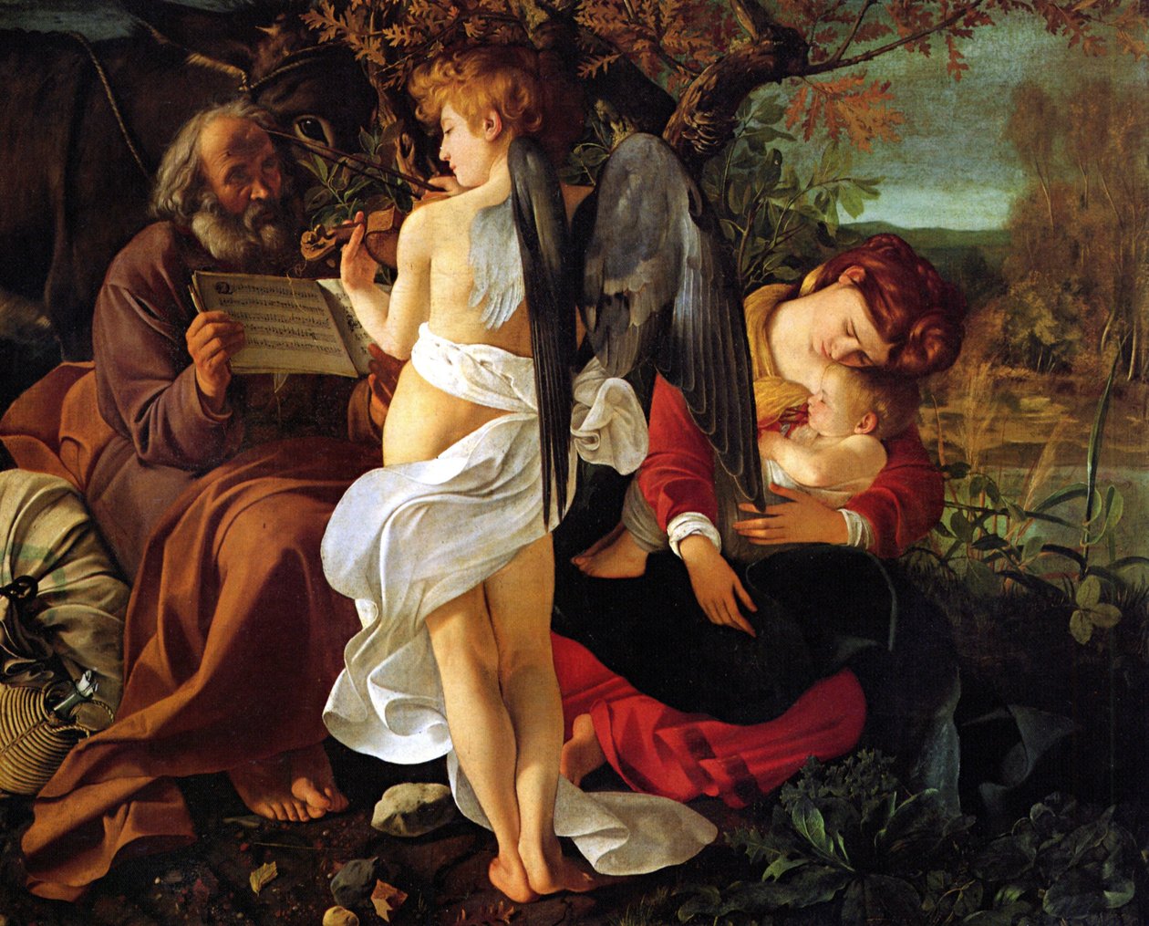 Odpočinek na letu do Egypta, ca. 1597 od Michelangelo Merisi Caravaggio