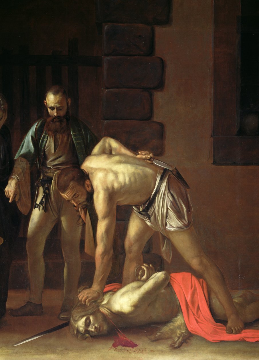 Dekapitace sv. Jana Křtitele, 1608 detail olej na plátně z roku 127654 od Michelangelo Merisi Caravaggio