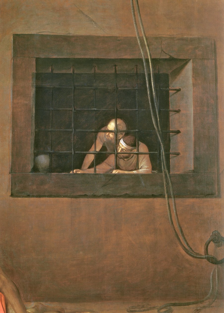 Dekapitace sv. Jana Křtitele, 1608 detail olej na plátně z roku 127654 od Michelangelo Merisi Caravaggio
