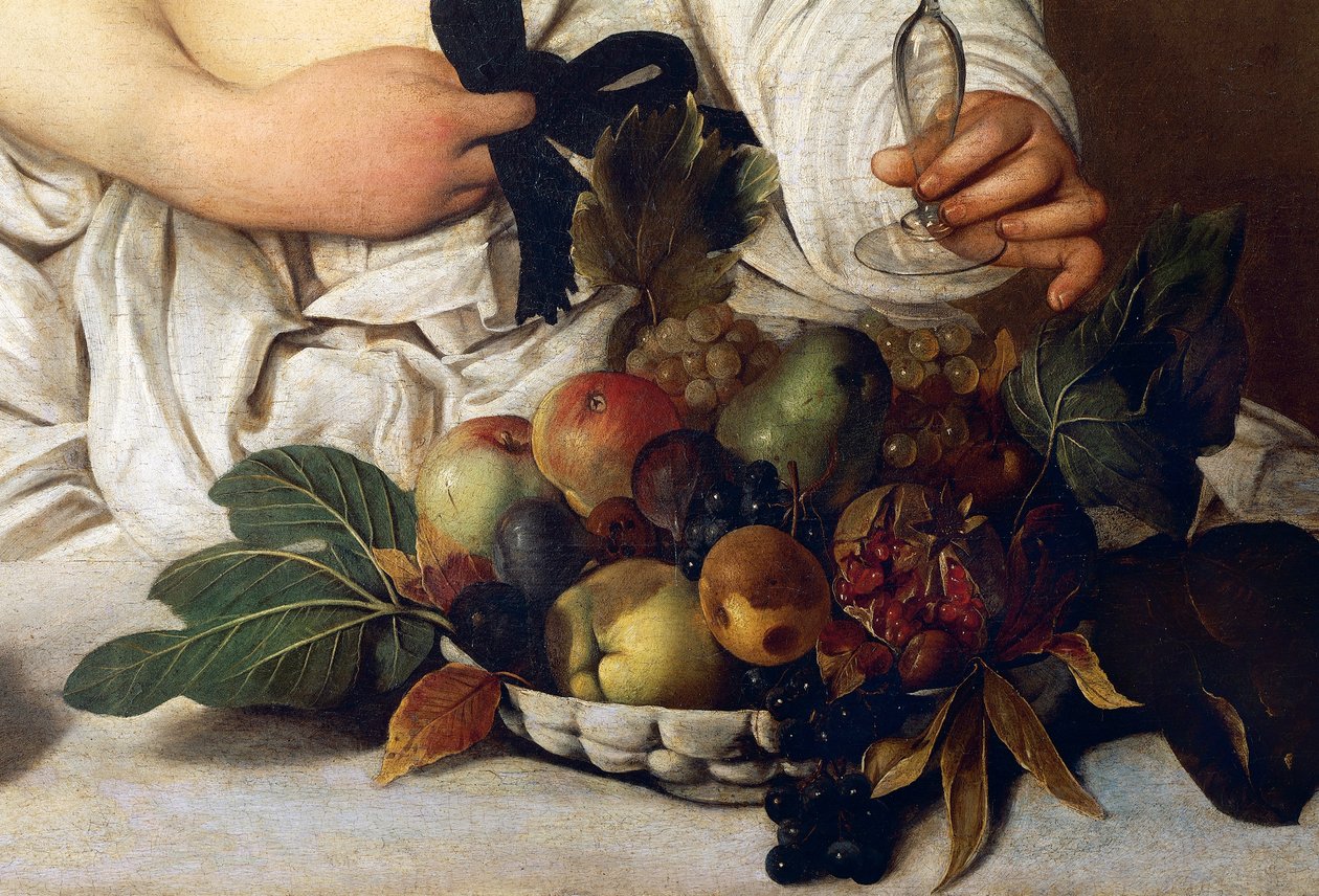 Bakchus, detail s miskou ovoce, cca 1589 (olej na plátně) od Michelangelo Merisi da Caravaggio