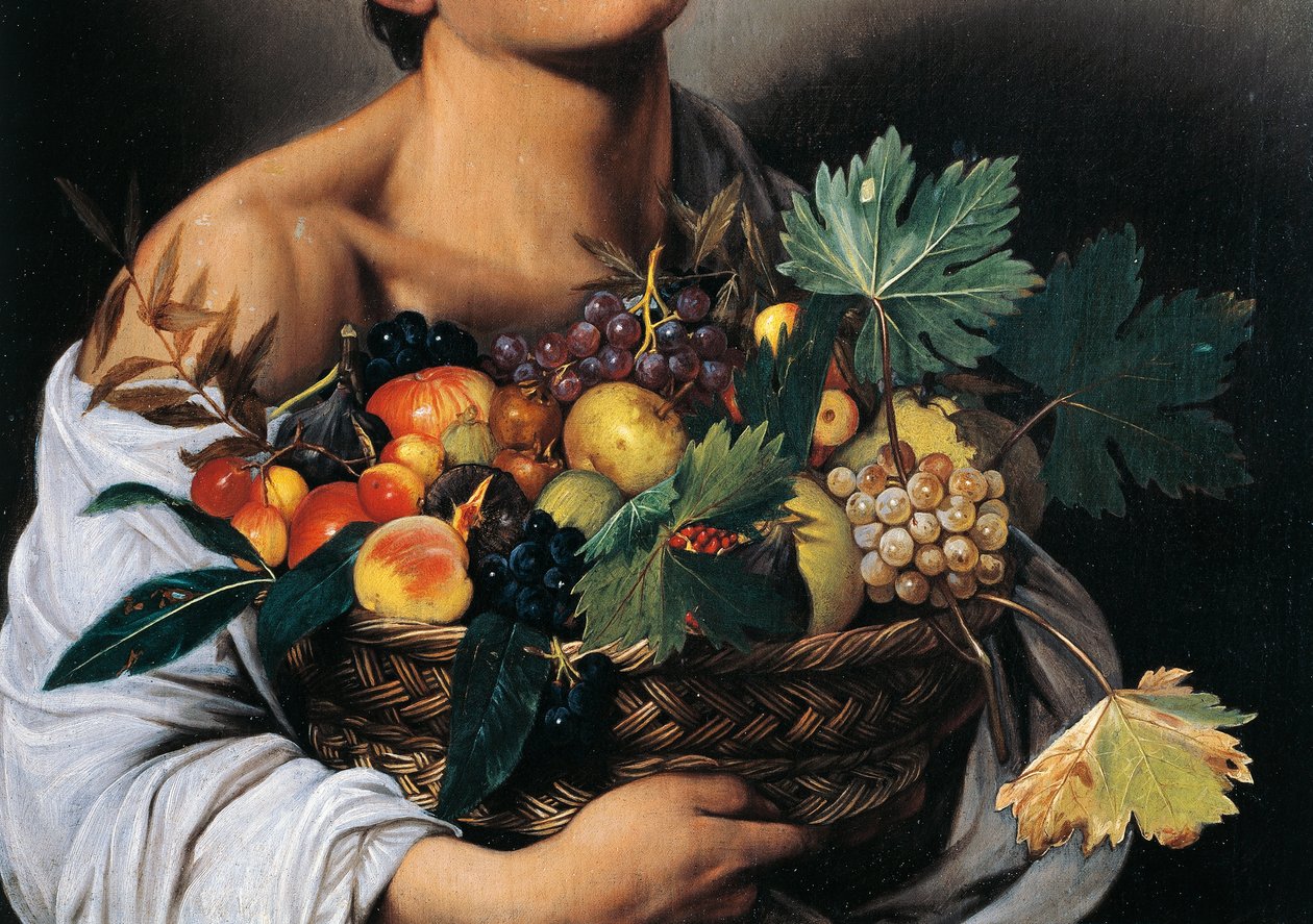 Chlapec s košíkem ovoce, detail od Michelangelo Merisi da Caravaggio