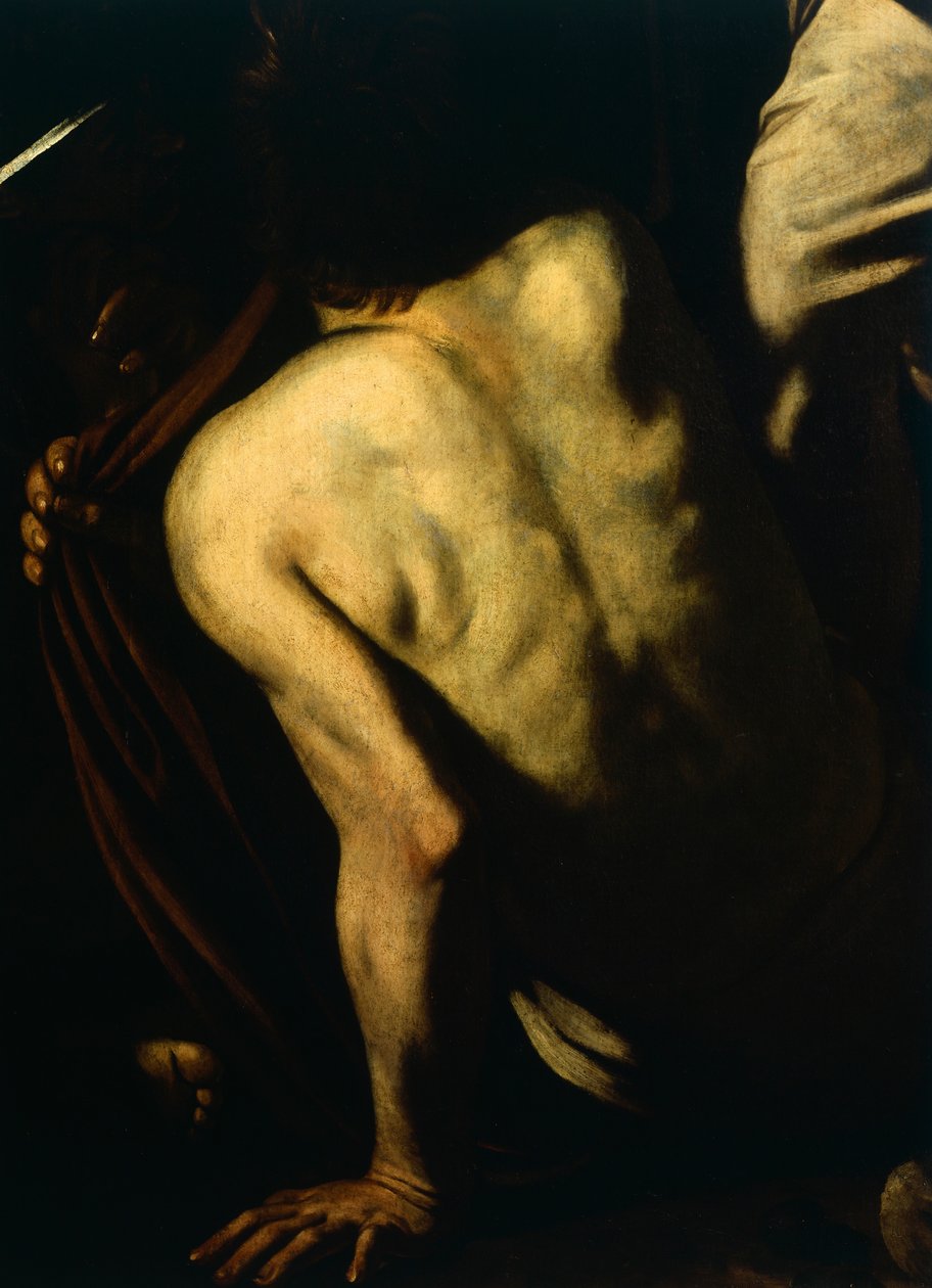 Oděv nahých, detail z Panny Marie Milosrdné aneb Sedm skutků milosrdenství, cca 1606-07 (olej na plátně) od Michelangelo Merisi da Caravaggio