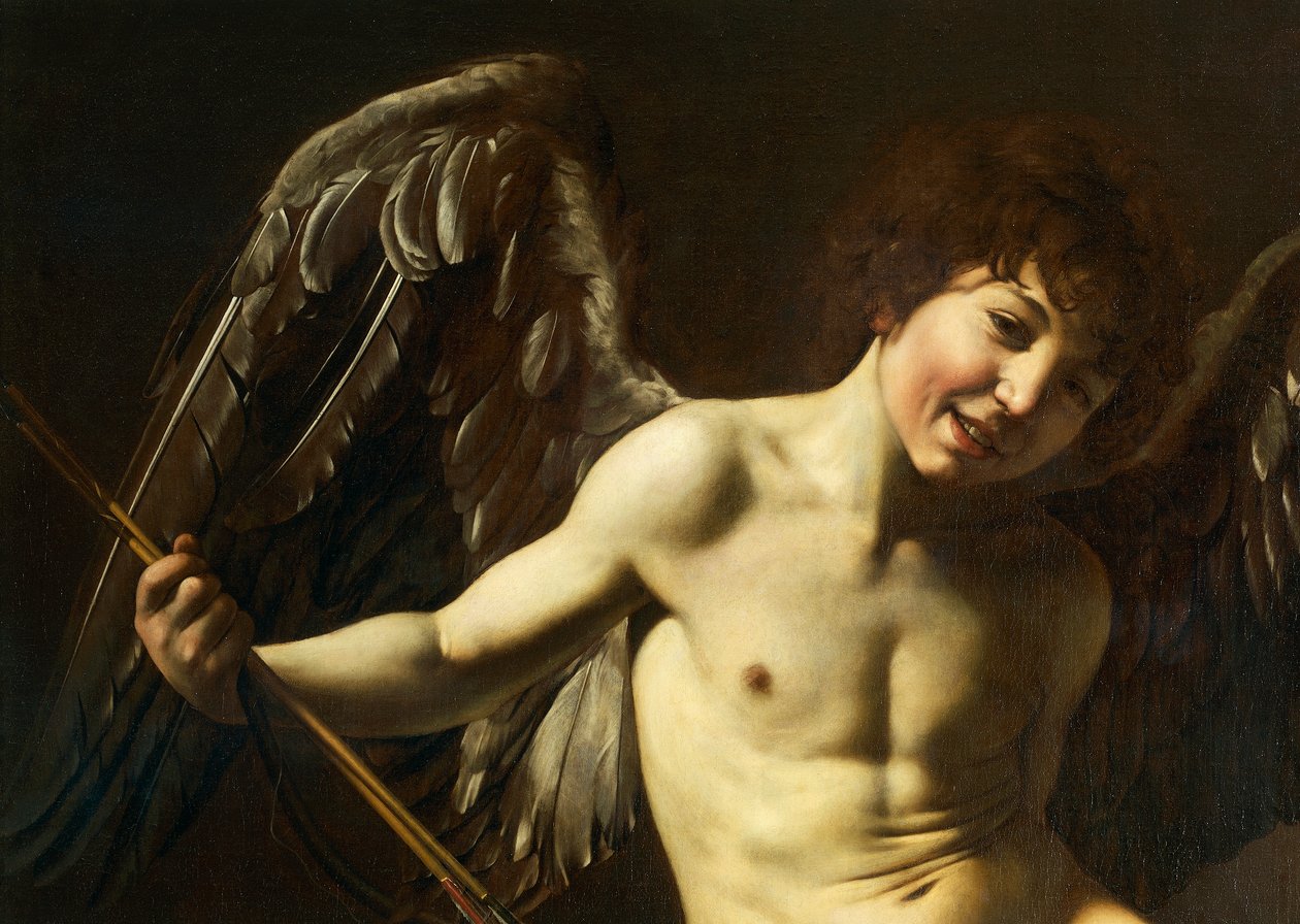 Cupid, detail z Amor Victorious, kolem 1602 (olej na plátně) od Michelangelo Merisi da Caravaggio