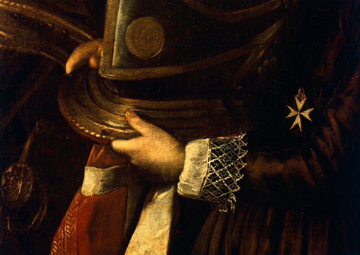 Detail portrétu Alof de Wignacourt s jeho stránkou od Michelangelo Merisi da Caravaggio