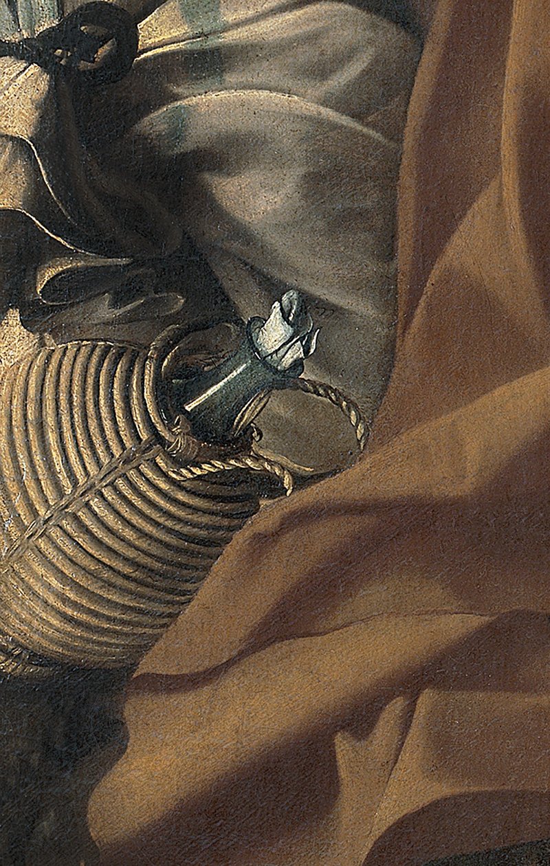 Detail zbytku na útěku do Egypta, kolem 1603 (olej na plátně) od Michelangelo Merisi da Caravaggio