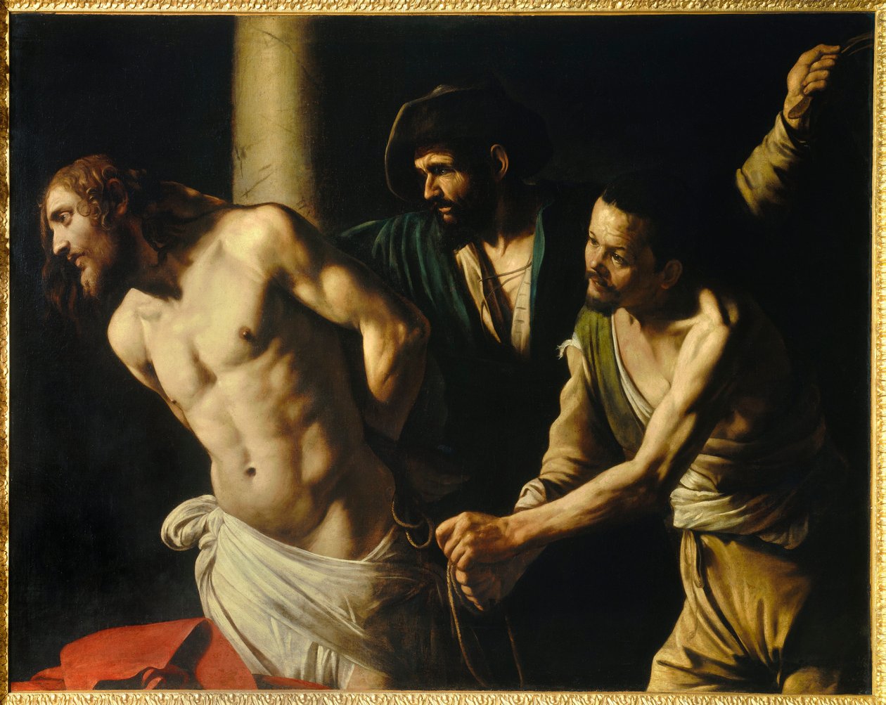 Bičování Krista má sloup Obraz od Michelangela Merisiho nazvaný Caravaggio nebo il Caravaggio (1571-1610) 1607 Sun. 1,34x1,75 m Rouen, Muzeum výtvarných umění od Michelangelo Merisi da Caravaggio