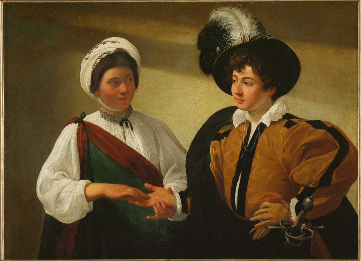 La diseuse de bonne aventure - Věštkyně... od Michelangelo Merisi da Caravaggio
