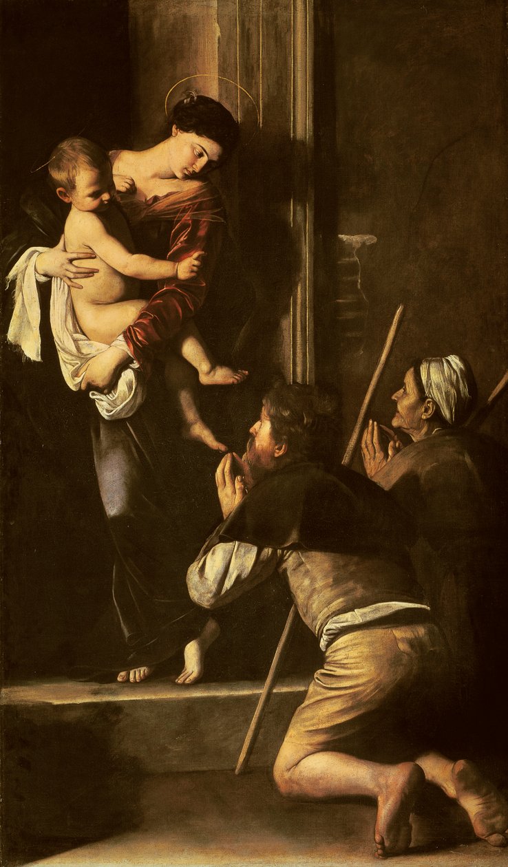 Madona z poutníků, kolem 1603-05 (olej na plátně) od Michelangelo Merisi da Caravaggio