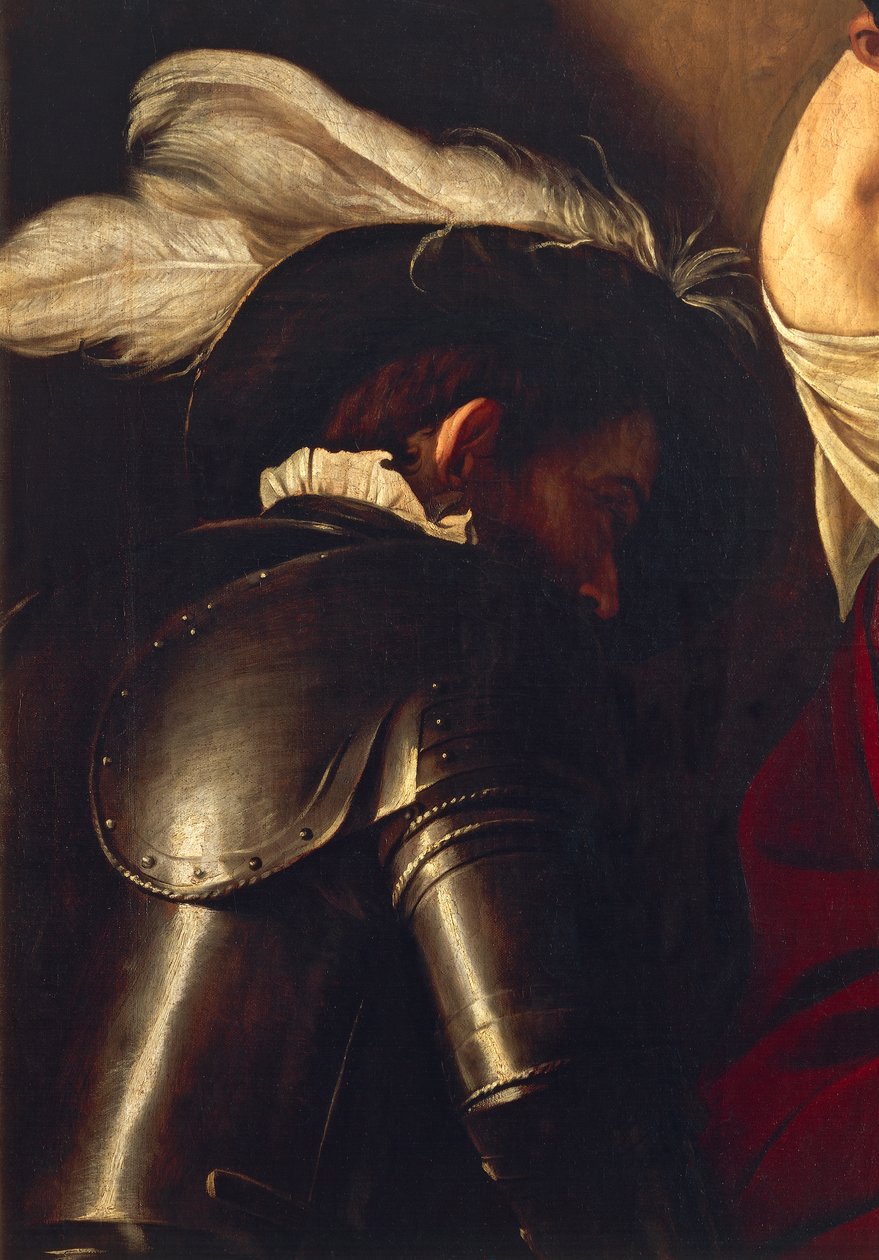 Muž v brnění, z Korunování trním, kolem 1603 (olej na plátně) (detail 507206) od Michelangelo Merisi da Caravaggio