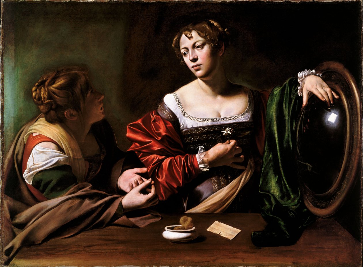 Marta a Marie Magdaléna od Michelangelo Merisi da Caravaggio