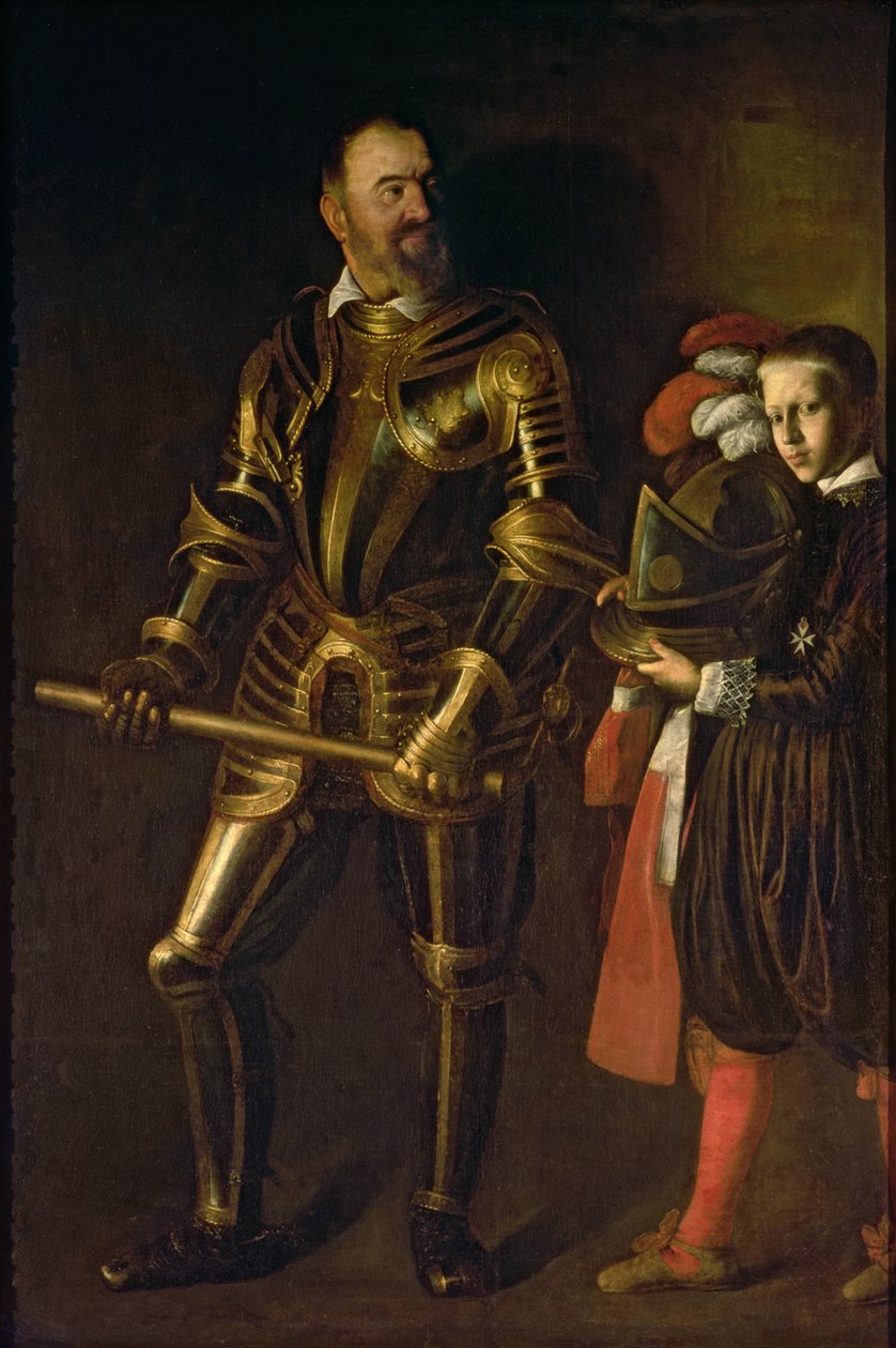 Portrét Alofa de Wignacourt, velmistra Maltézského řádu v letech 1601-22 (1547-1622), s jeho pážetem, asi 1608 (olej na plátně) od Michelangelo Merisi da Caravaggio