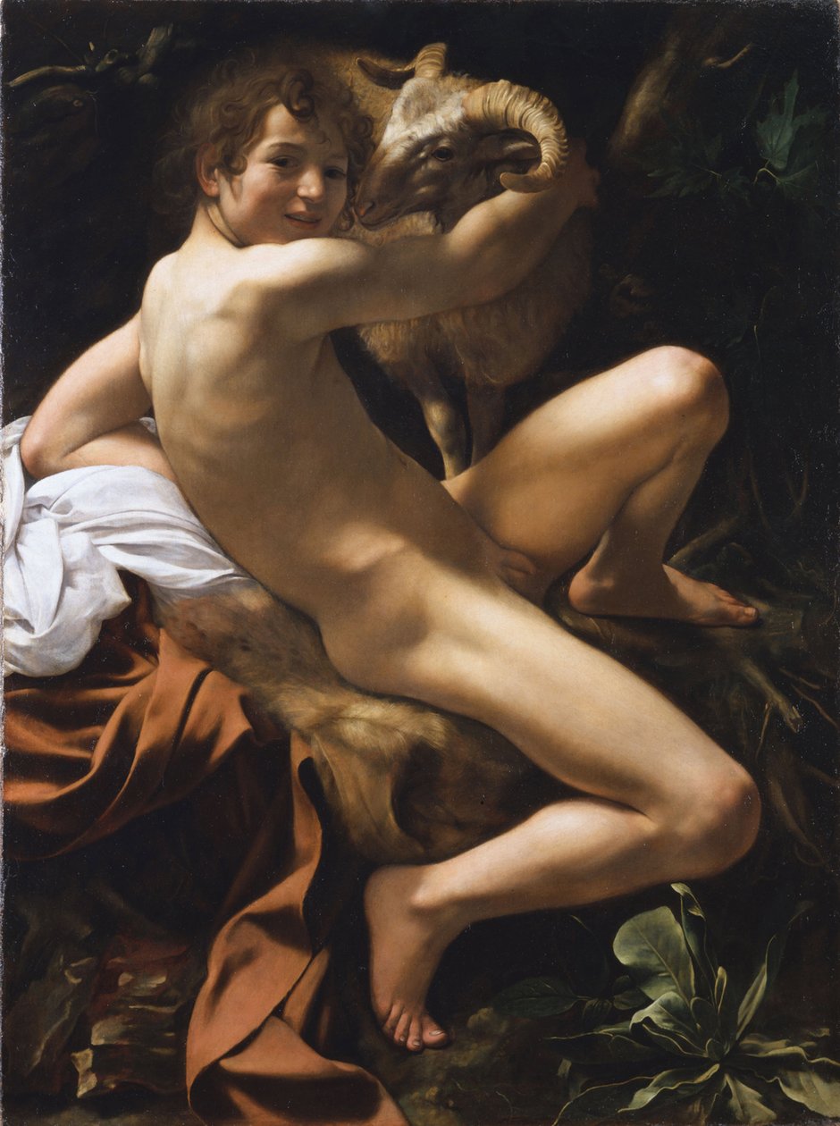 Svatý Jean Baptiste. Peinture baroko od Michelangela Merisiho známého jako Caravaggio (Le Caravage) od Michelangelo Merisi da Caravaggio