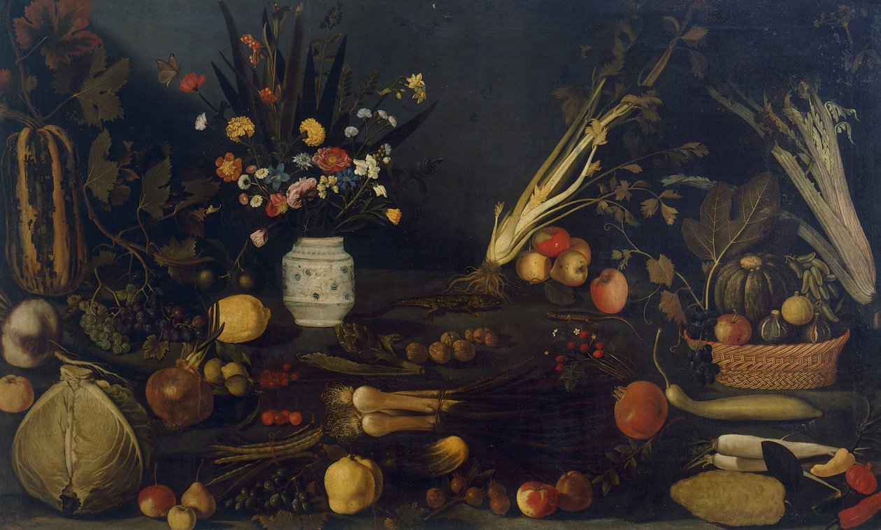 Zátiší květin a rostlin (olej na plátně) od Michelangelo Merisi da Caravaggio