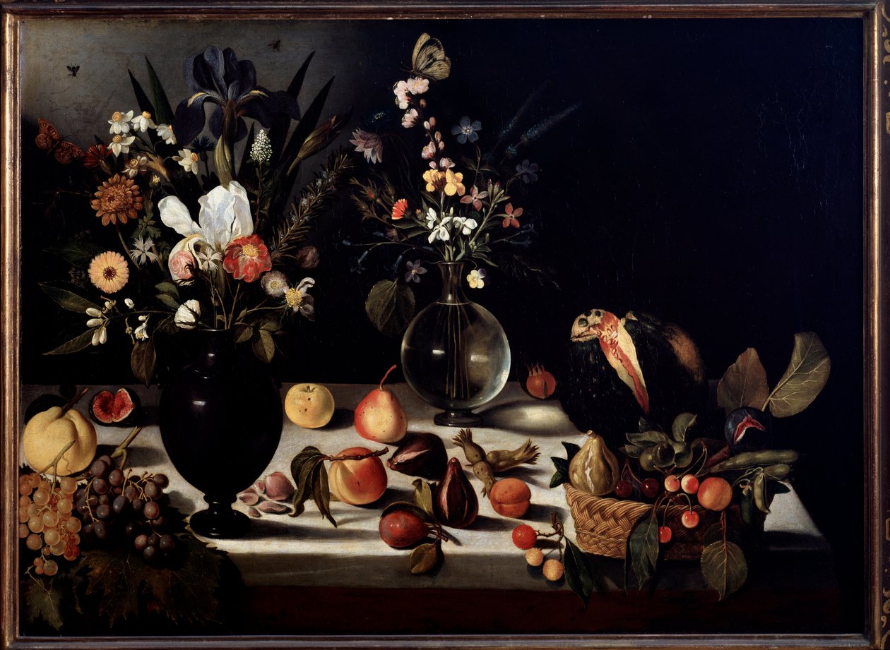 Zátiší s květinami a ovocem Malba připisovaná Caravaggio dit le Caravaggio od Michelangelo Merisi da Caravaggio