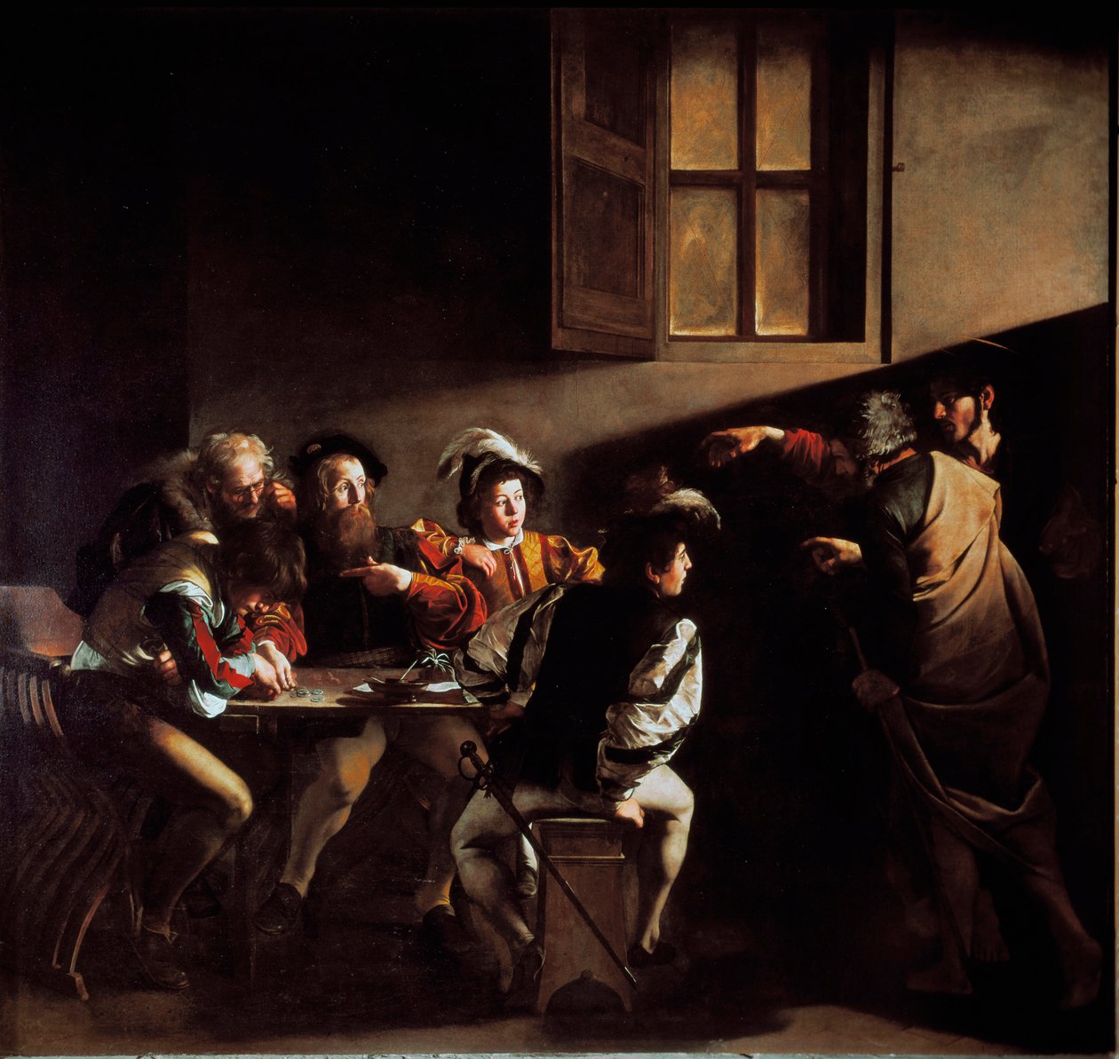 Povolání svatého Matouše (olej na plátně) od Michelangelo Merisi da Caravaggio