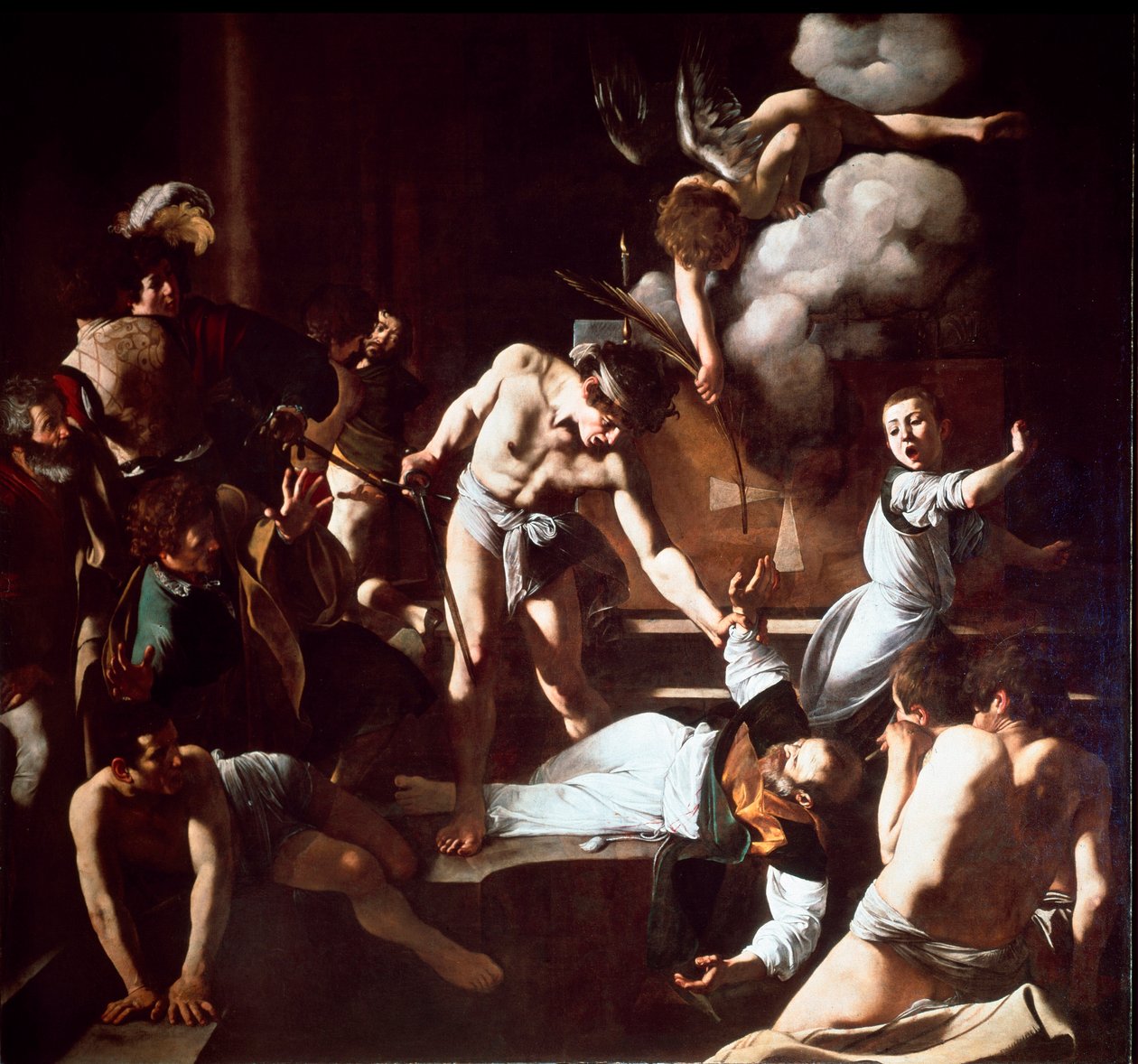 Umučení svatého Mathieu Obraz Michelangela Merisi da Caravaggia Caravaggio (1571-1610) 1600 ne. 323 x 343 cm Kaple Contarelli, San Luigi dei Francesi (kostel sv. Ludvíka Francouzského), Řím od Michelangelo Merisi da Caravaggio